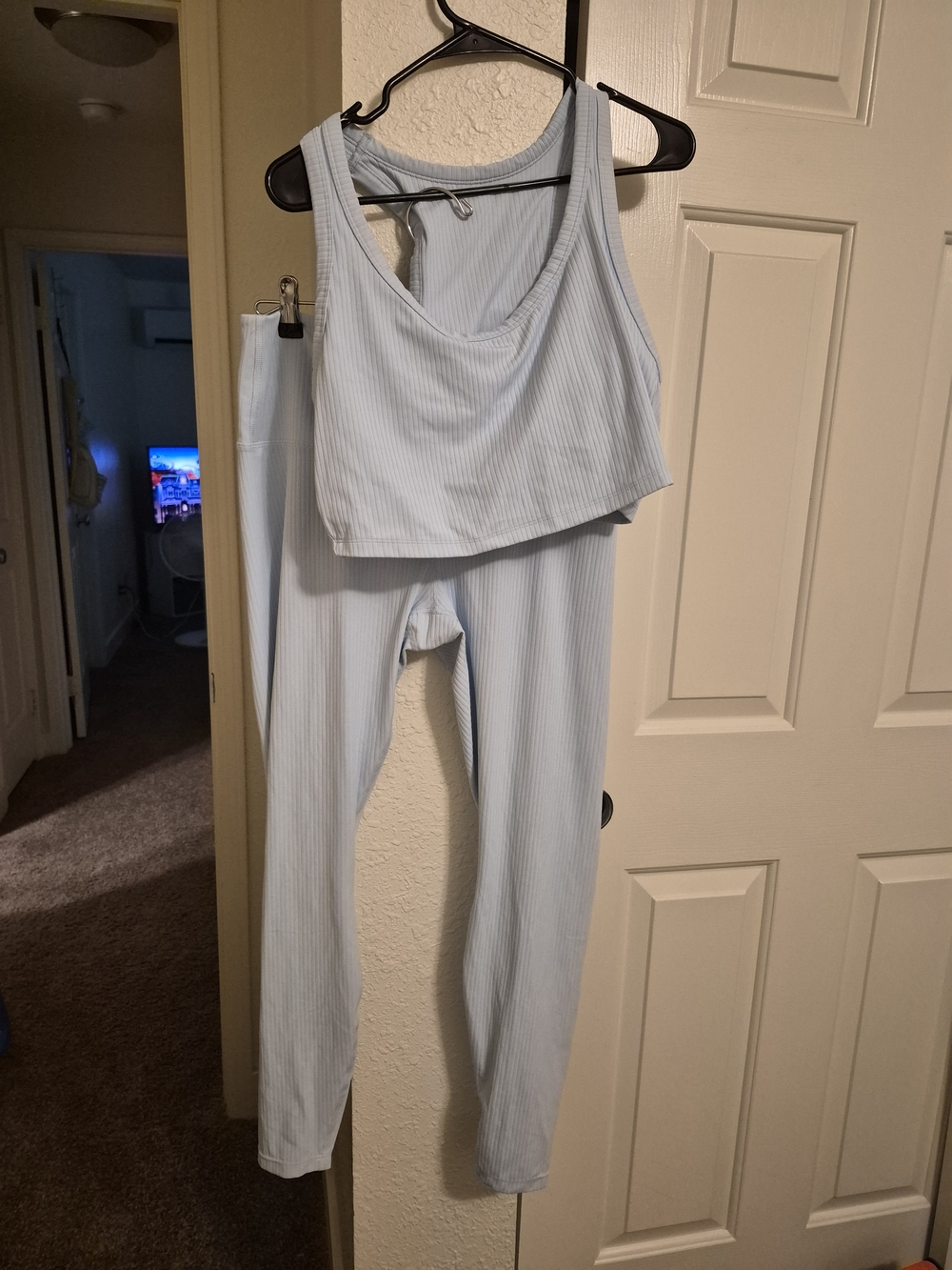all in motion Pale Blue Ribbed Tank & Leggings Set